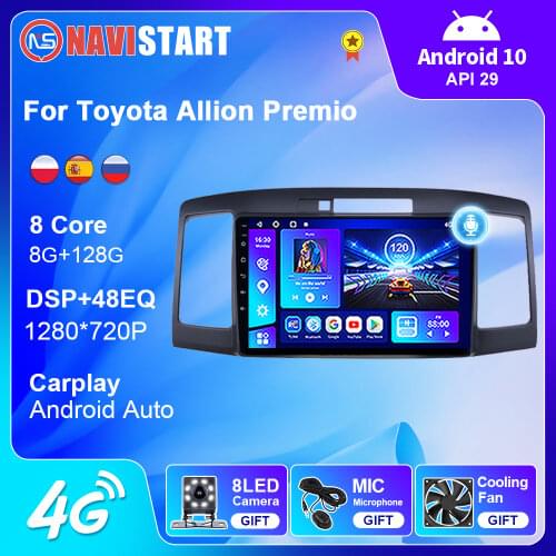6+128G Autoradio Car Radio for Toyota Allion Premio 2001-2007 Multimedia Video Player Navigation GPS Stereo 2 din BT Carplay DVD