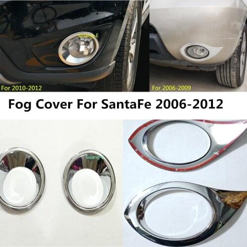 Car ABS Chrome Cover Trim Front Fog Light Lamp Frame 2pcs For Hyundai Santafe Santa Fe 2006 2007 2008 2009 2010 2011 2012
