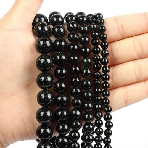 Natural Stone Beads Smooth Green Sand Stone Loose Beads for Jewelry Making Needlework DIY Bracelet Strand 4-12 MM