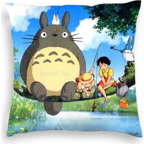 Miyazaki Anime Totoro Cushion Cover Scarecrow Christmas Hat Pillow Rock Baby Birth Gifts Throw Pillow Cover 45X45Cm Polyester