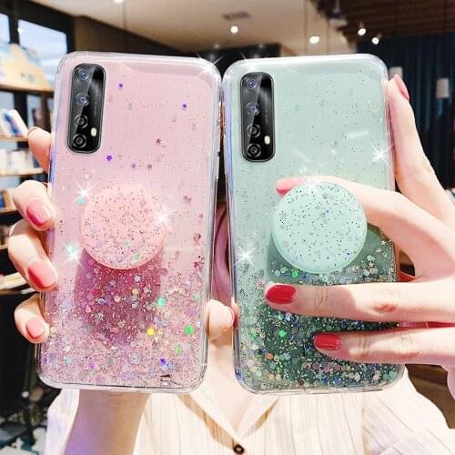 Case Realme 8 Pro Luxury Glitter Star Clear Realme C12 C15 C2 V13 Phone Cases Realme C11 2020 Silicon Soft Back Cover Realme8 5G