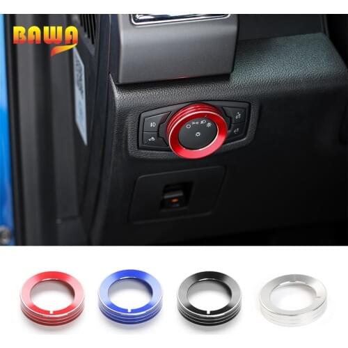 BAWA Car Interior Head Light Lamp Switch Button Decorative Ring Cover For Ford Mustang/F150 2015 Up Car Styling