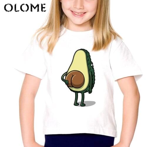 Avocado Children Clothes 2021 Summer Girls Boys T-Shirt Short Sleeve Tee Tops Print Kawaii White T Shirt
