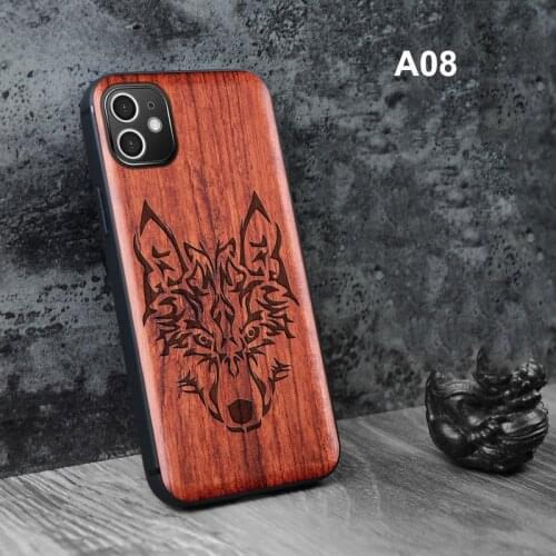 For iPhone 12 11 Pro Max Mini SE 2020 X XS XR 8 7 6 6s Plus Solid Wood Carving Protective Cover Allinclusive Emboss Wooden Funda