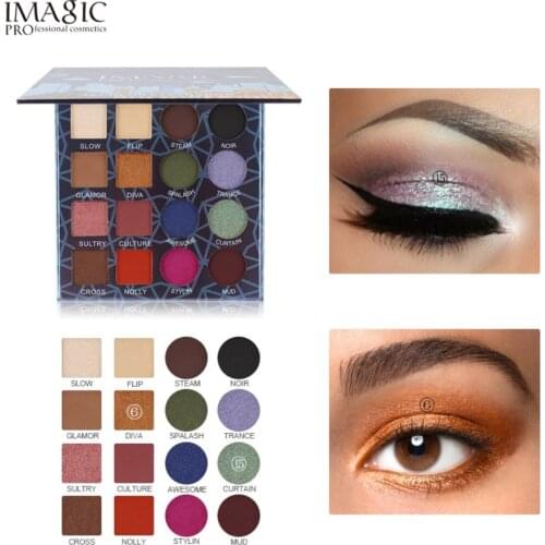 IMAGIC Professional Glitter Shimmer Matte Eyeshadow Long Lasting Waterproof Makeup Palette Pigment 16 Colors Official Product