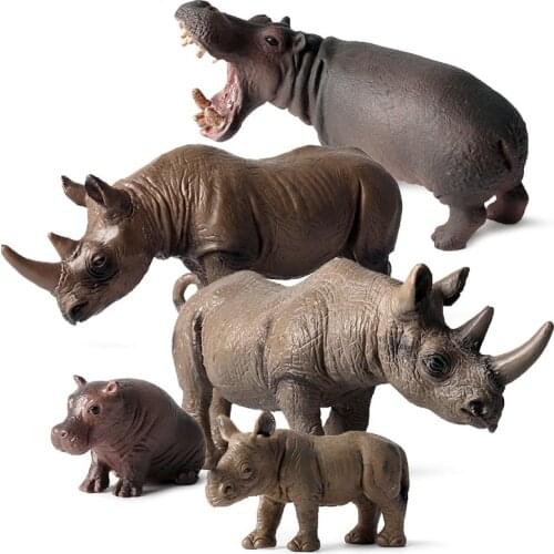 Simulation Rhinoceros Greater Rhino Wild Animal Figure Model Toy Collector Decor Kid Gift Educational Plastic Cement Toys