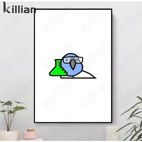 Korean Cartoon Bird Canvas Painting Home Decoration Modern Abstract Watercolor Poster Art Wall Living Room Children Room Decor