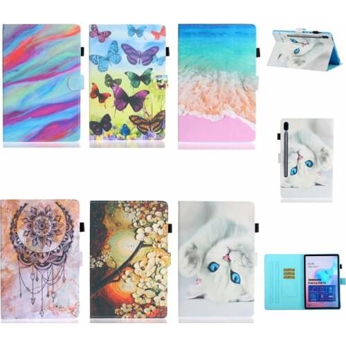 Leather PU Case For Samsung Galaxy Tab S6 10.5 SM-T860 SM-T865 T860 2019 10.5" Cover Funda Tablet Fashion Painted Stand Shell