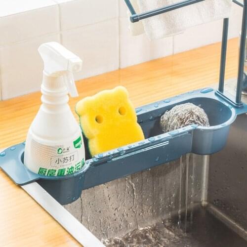 Kitchen Telescopic Sink Rack Holder Expandable Storage Drain Basket Kitchen Home Drain Rack