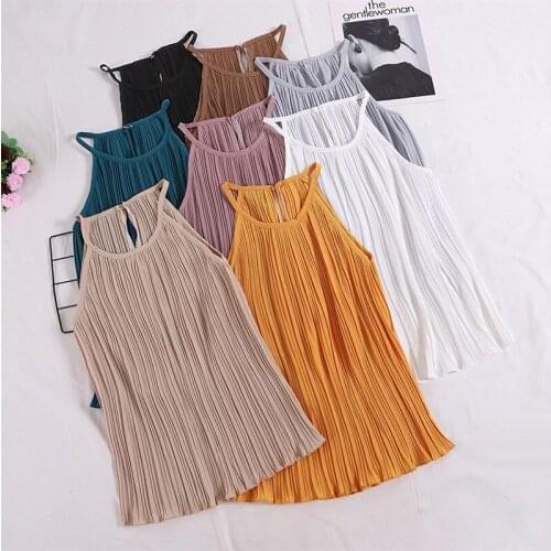 Summer Camisole Chiffon Sexy Halter Off Shoulder O Neck Vest Female Slim Tank Tops