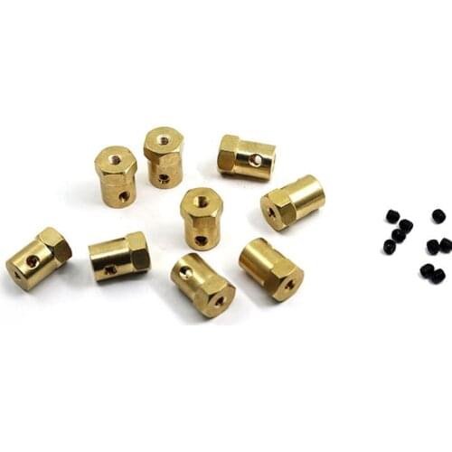 10PCS Brass Hexagonal Coupling 3/4/5/6/7/8mm Hole Diameter for RC Model Toy Vehicle Car Robots DIY Parts