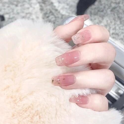 24Pcs Summer False Nails Artificial Nails With 24Pcs Glue Sticker Nail Tips With Green Designs Nail Art Press On Nails