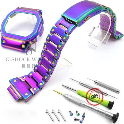 Stainless Steel Bezel For G-shock Watch Case&Strap For Casio DW-5600 GW5600 GW5035 GWM5610 G5600E GWM-B5000 Wrist Frame Bracelet