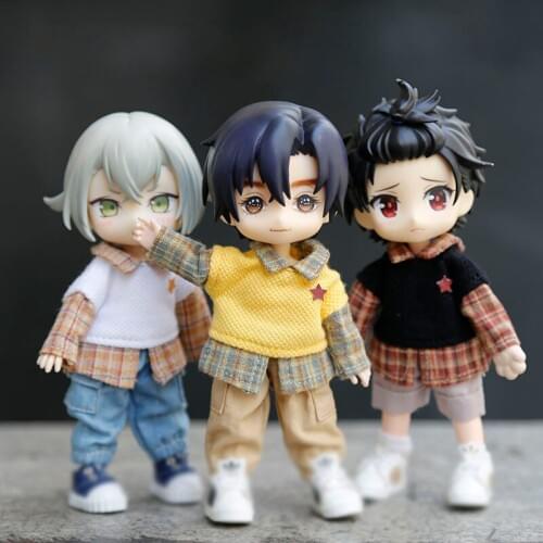 Ob11 baby dress GSC YMY Molly plain body can wear artistic plaid fake two tops doll clothes coat Doll accessories