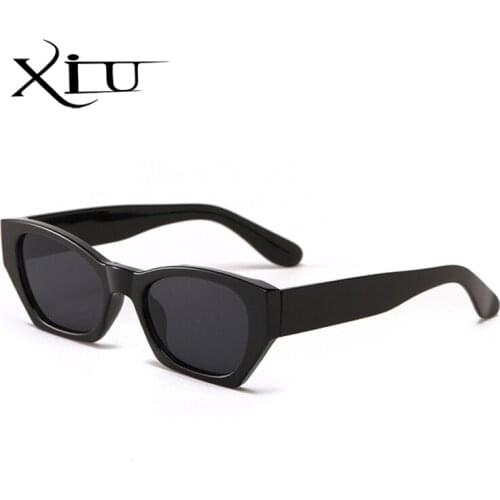 XIU small orange black cat eye glasses for women new fashion polygonal uv400 ladies retro sunglasses men square female green