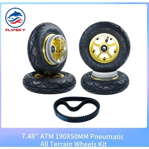 7.48'' ATM 190X50MM Offroad Wheel Pneumatic Rubber All Terrain Mountain Wheels Kit With Two Belt For DIY Skateboard /Scooter