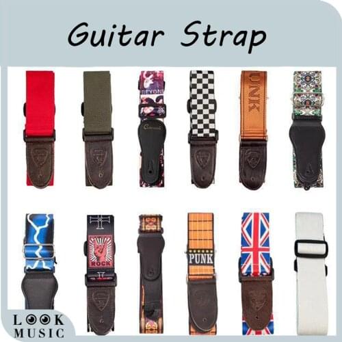 1PC Durable Adjustable Guitar Strap Acoustic Electric Bass Strap Guitar Belt Adjustable Colorful Printing Nylon Straps
