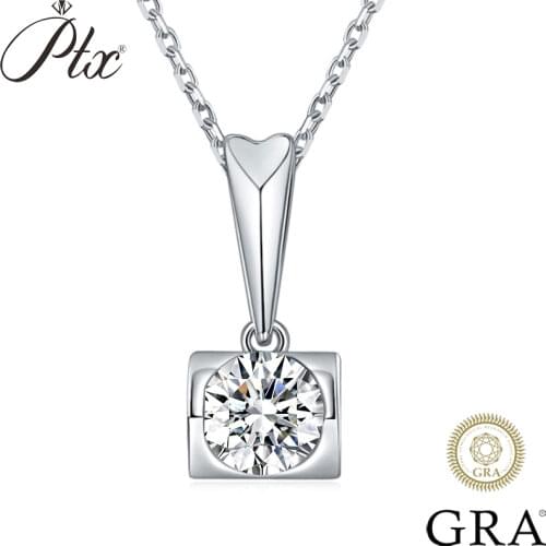 S925 Sterling Silver Heart Shaped Cylinder Pendants Necklace Center Gemstone White Round Zircon VVS1 Diamond Customized Trend