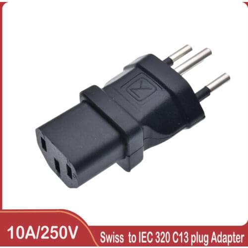 SEV1011 Swiss AC power cable plug adapter with IEC 320 C13 female socket for PC Computer Monitor 3D Printer TV