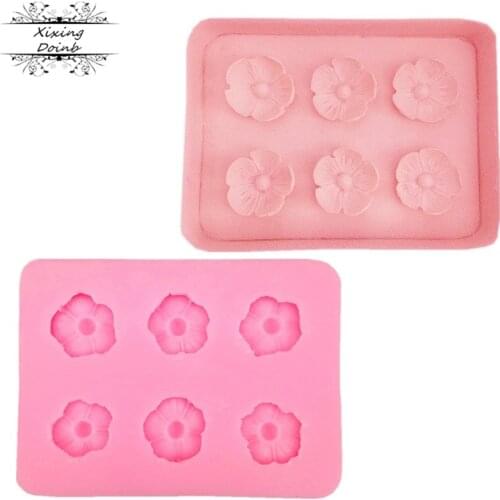 3D six hole small daisy shaped cake silicone mold kitchen chocolate cake decoration tool
