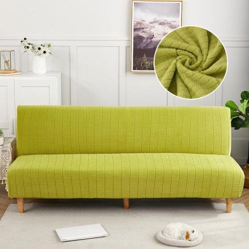 Without Armrests Folding Sofa Bed Cover Big Stretch Armless Sofa Slipcover Jacquard Futon Cover Anti-Slip Furniture Protector