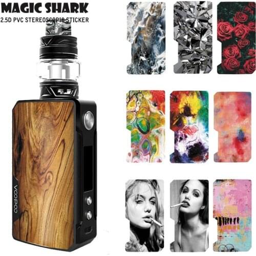 Magic Shark 2021 Fashion PVC 2.5D Wood Print Flower Painting Crystal Julie Pod Vape Case Sticker Skin for Voopoo Drag 2 Drag II
