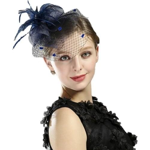 Fascinator Hat Veil Feather Hair Clip Tea Party Derby Hat Bridal Wedding Veil