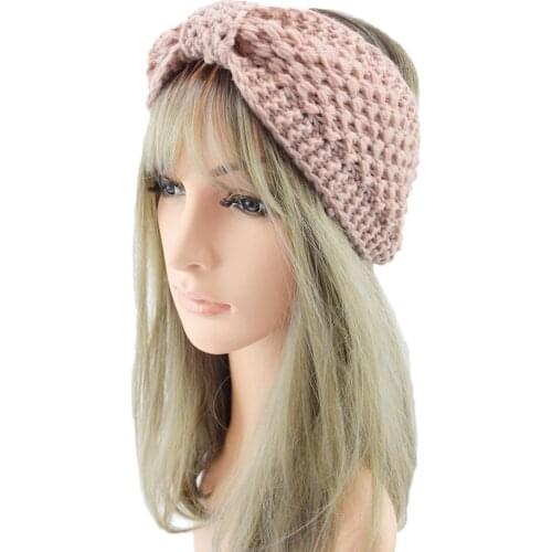 Bow Knot Knitted Womens Headband Fashion Solid Casual Ladies Hairband Thermal Sweet Sport Western Style Elegant Girls Hairband