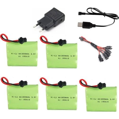 Ni-MH 3.6V 1800mah Battery Charger set For Rc toy Car Tank Train Robot Boat Gun NI-CD AA 3.6v Rechargeable Battery Pack