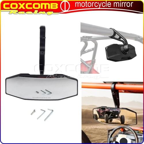 For Arctic Cat Honda Yamaha Polaris Hisun Kymco Bad Boy 2009-2014 UTV Black 1.75" Clamp Center Mirrors Rear view Mirror