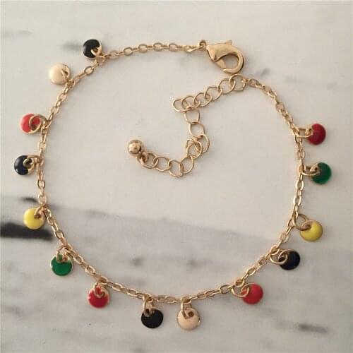 Hot Summer Colorful Round Disc Charm Bracelet Anklet For Women Girl Romantic Trendy Rainbow Pretty Decoration Jewelry