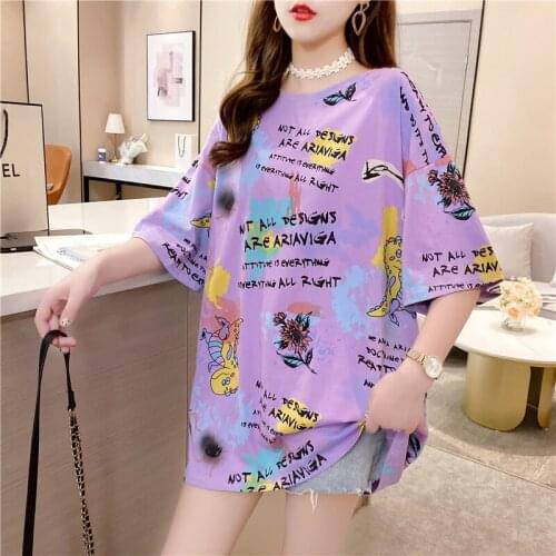 2021 Summer Fashion Letter Print T-shirt for Women Funny Cartoon T-shirts O-Neck Short Sleeve T Shirt Harajuku Korean Style Top