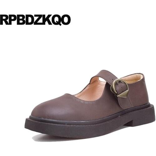 Wide fit shoes ladies 2019 round toe china designer vintage latest size 35 flats mary jane brown italian brand chinese women