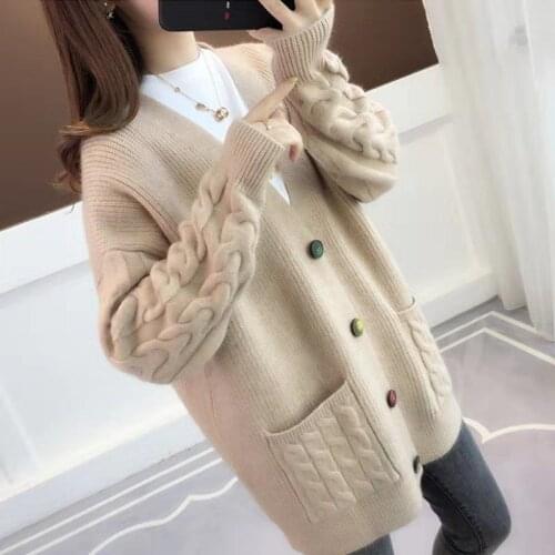 Women Plus Size Cardigan Sweater 2020 Autumn Winter V-Neck Single Breasted Casual Loose Warm Knitted Coat Female Ropa Mujer 3XL