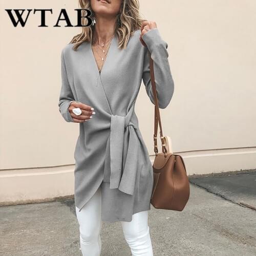 WTAB causual coat women 2018 new thicken autumn winter jacket v-neck slim Outerwear female Coats belt veste femme befree clothes