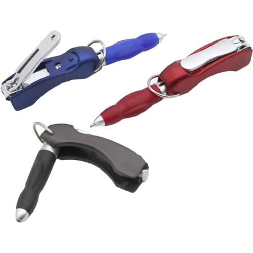 1 Pc Creative Multifunction Folded Nail Clippers Ballpoint Pen Blue Refill 0.7mm Stationery Pen Office and school stationery