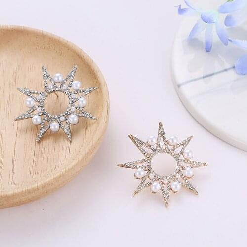 12 Pairs/Lot Punk Stud Earrings For Women Full Rhinestone Simulated Pearl Hollow Star Earring Eardrop Jewelry Ear Accessories