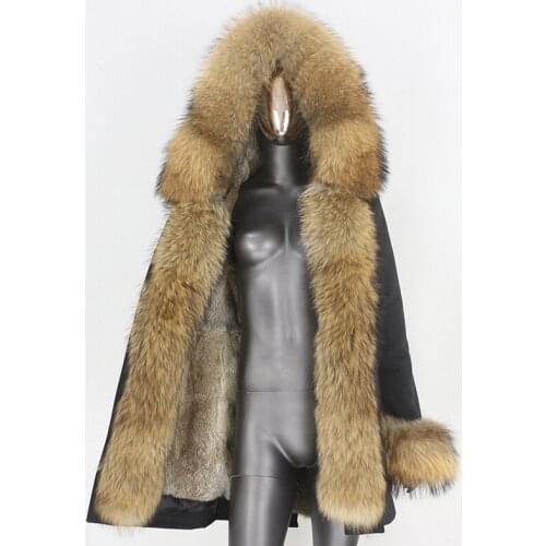 2021 New Waterproof Winter Jacket Women Long Parka Real Rabbit Fur Coat Natural Raccoon Fox Fur Collar Warm Hood Streetwear