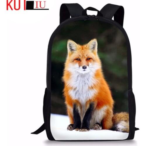 Customzied 2021 Women Backpack Schoolbag Cute Animal Fox Children Backpack Female Notebook Student Book Bag For Girls School