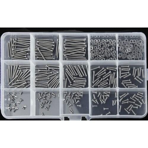 360Pcs/set M2 DIN965 ISO7046 JISB1111F GB819 304 Stainless Steel Machine Screws Flat Head KM Screw Kit