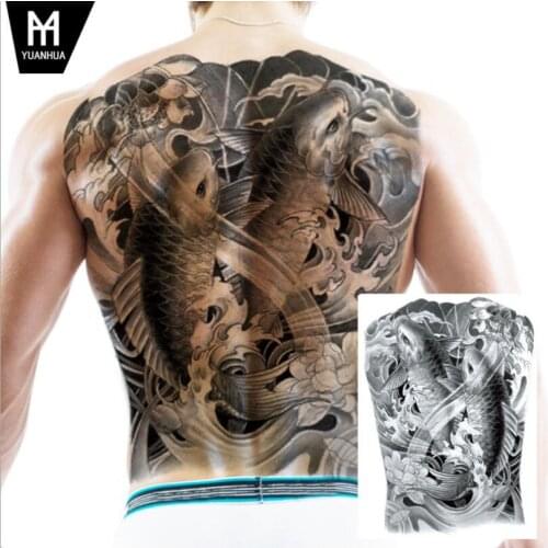 48*35 cm Old school style dark snake large tattoo stickers waterproof temporary flash full back Rose python body art T1828