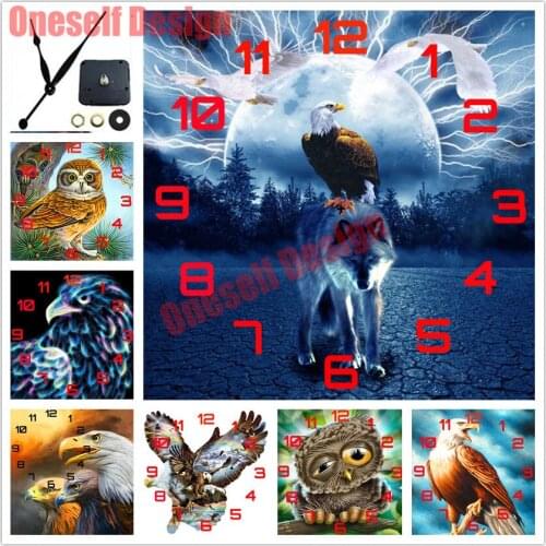 5d diamond painting full square with clock eagle 5d diamond embroidery full set with clock diamond mosaic sale flower