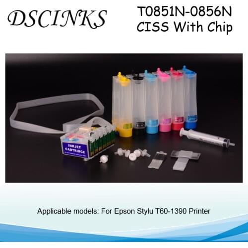 6 color Ciss For Epson T0851N-0856N With Chip For Epson Stylu T60-1390 printer model