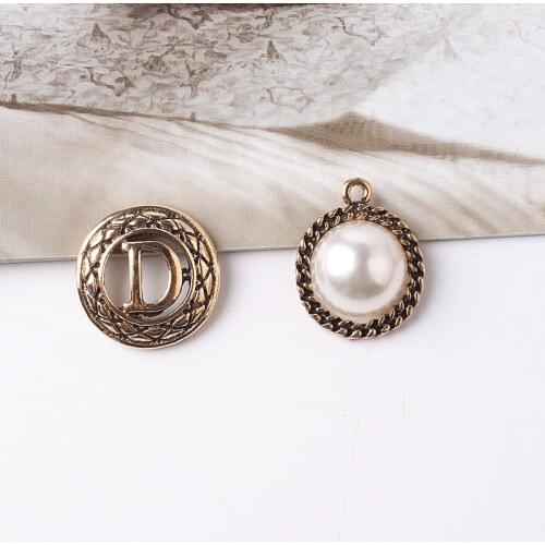 5PCS Retro diy alloy jewelry accessories inlaid pearl alloy accessories headwear clothing with buttons