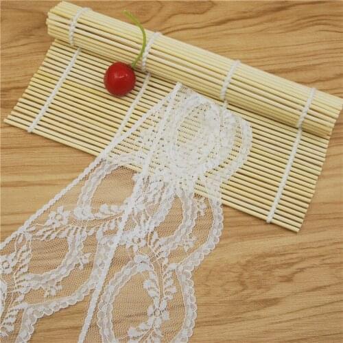 White Polyester Lace 60mm Trim Fabric Sewing Accessories Cloth Wedding Dress Decoration Ribbon Craft Supplies 50yards L377