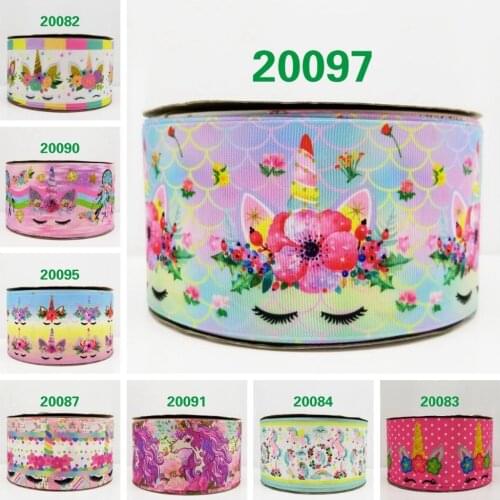 Free shipping 50 yard cartoon unicorn printed grosgrain ribbon 20097