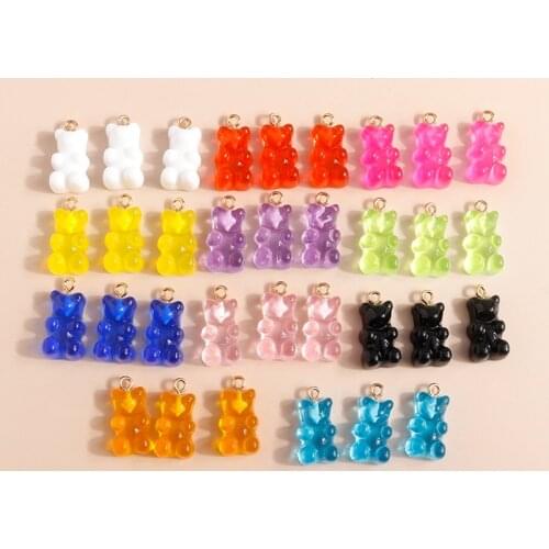 20pcs 11*22mm Gold Color Pin Resin Bears Charms for Earrings Necklaces Making Accessories Cartoon Animal Jewery Findings