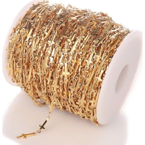 1 Meter Stainless Steel Crossed Link Chains for DIY Making Bracelet Anklet Crucifix Chains Jewelry Findings Components Wholesale