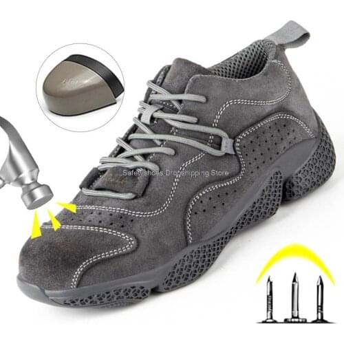 Summer welder shoes men breathable steel toe destructible work shoes for men industrial protective footwear ankle boots security