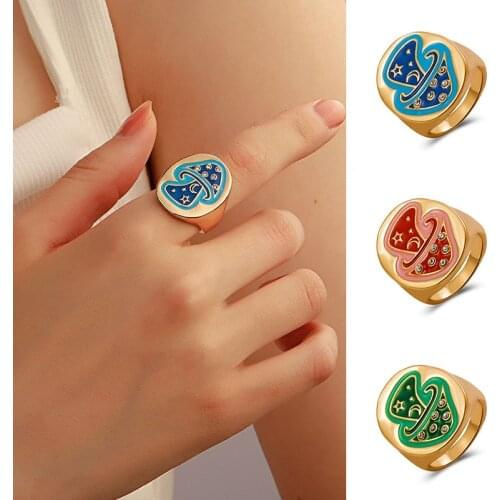 European and American New Geometric Mushroom Pattern Ring for Women Creative Simple Cute Fashion Personality Ring Party Jewelry
